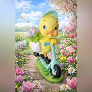 Yellow Chick Figurine on Scooter- TJ Maxx